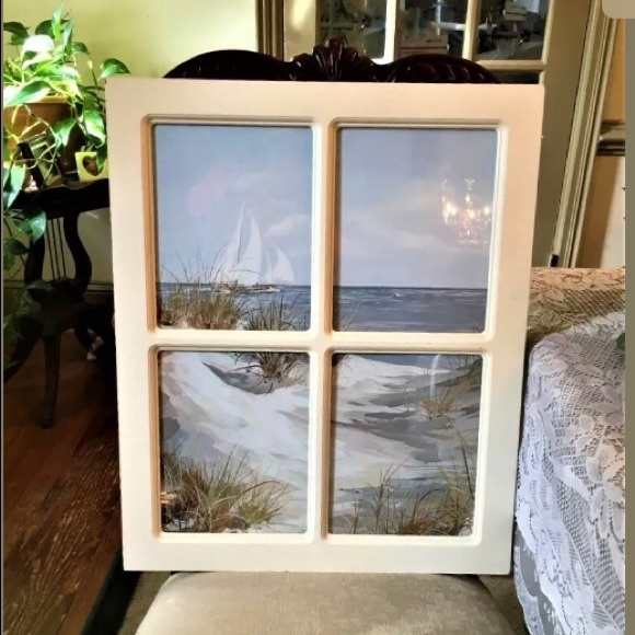 Wood Window Frame Wall Hanging Seashore Shabby - Picture 7 of 8